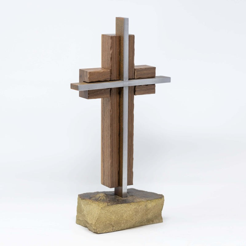 Hand-Carved Black Walnut & Solid Steel Cross - UnityCross