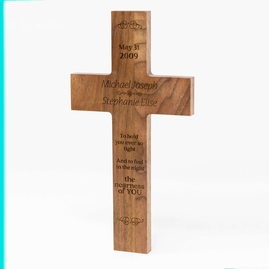 Personalized Black Walnut Home Decor Wall Cross - UnityCross