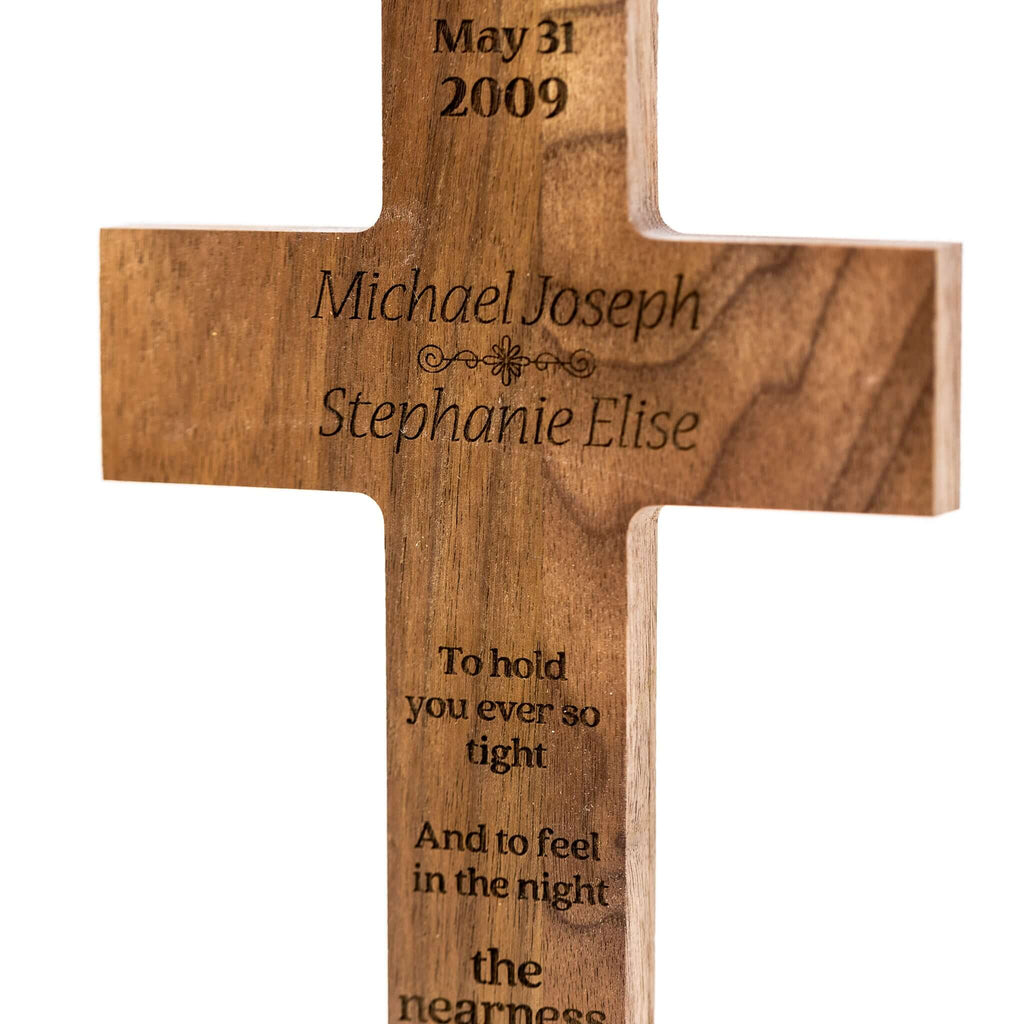 Personalized Black Walnut Home Decor Wall Cross - UnityCross