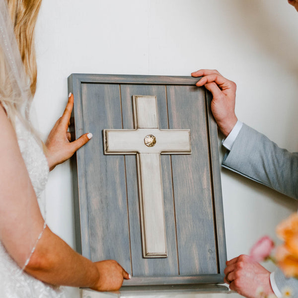 Gray Wash Wedding Cross for your Wall - UnityCross