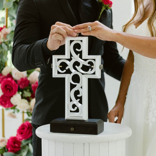 Pearlescent White Wedding Unity Cross